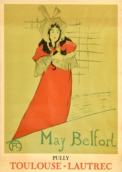 Poster pubblicitario d'epoca originale May Belfort Toulouse Lautrec Moulin Rouge