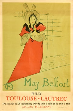 Poster pubblicitario d'epoca originale May Belfort Toulouse Lautrec Moulin Rouge
