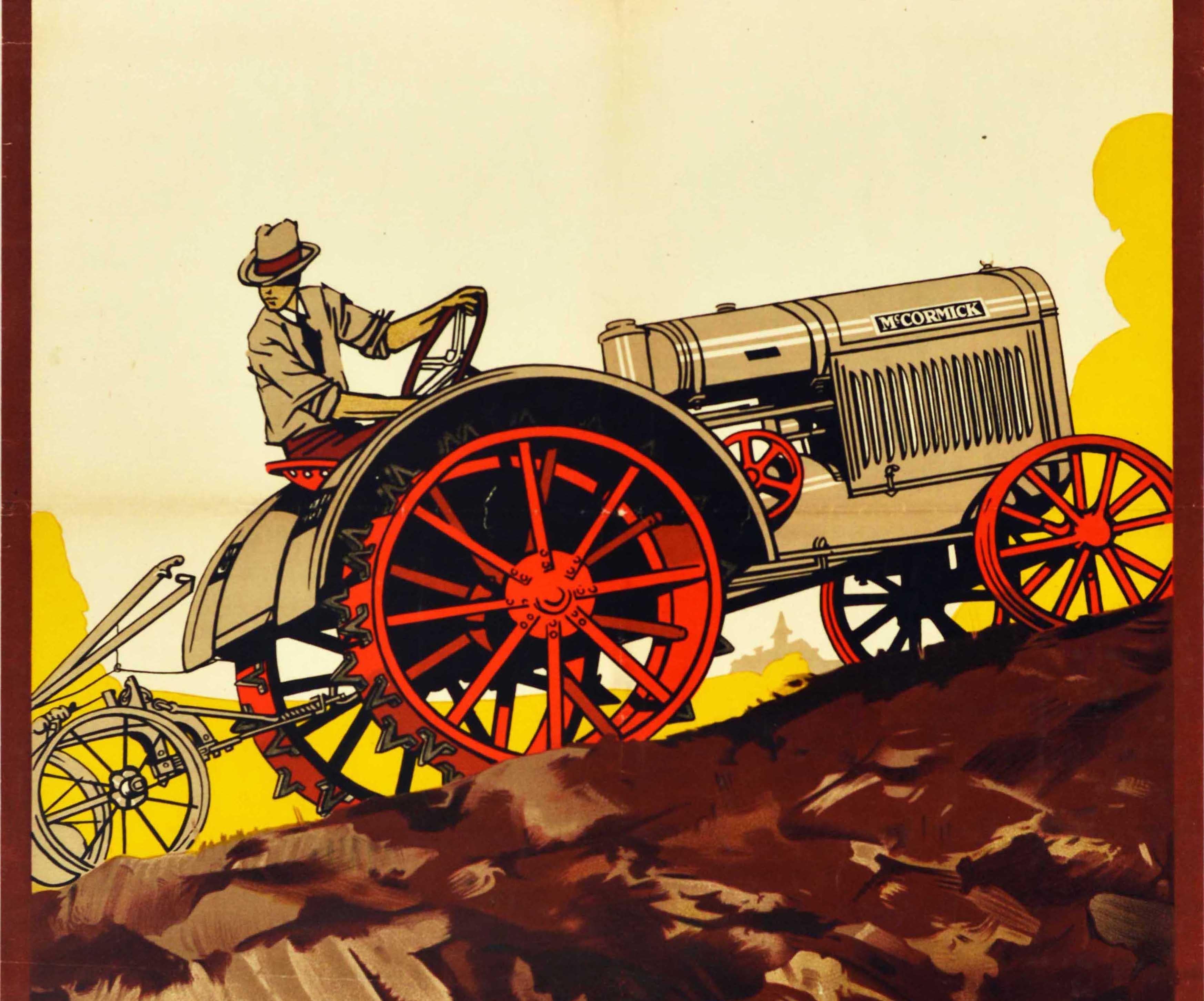 Affiche publicitaire originale vintage McCormick Tractors, Équipement de ferme, France Art Bon état - En vente à London, GB