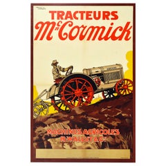 Original Vintage Werbeplakat McCormick Traktoren Farm Equipment Frankreich Kunst