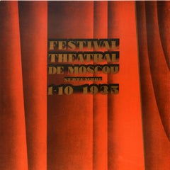 Original Vintage Advertising Poster Moscow Theatre Festival 1935 USSR Intourist