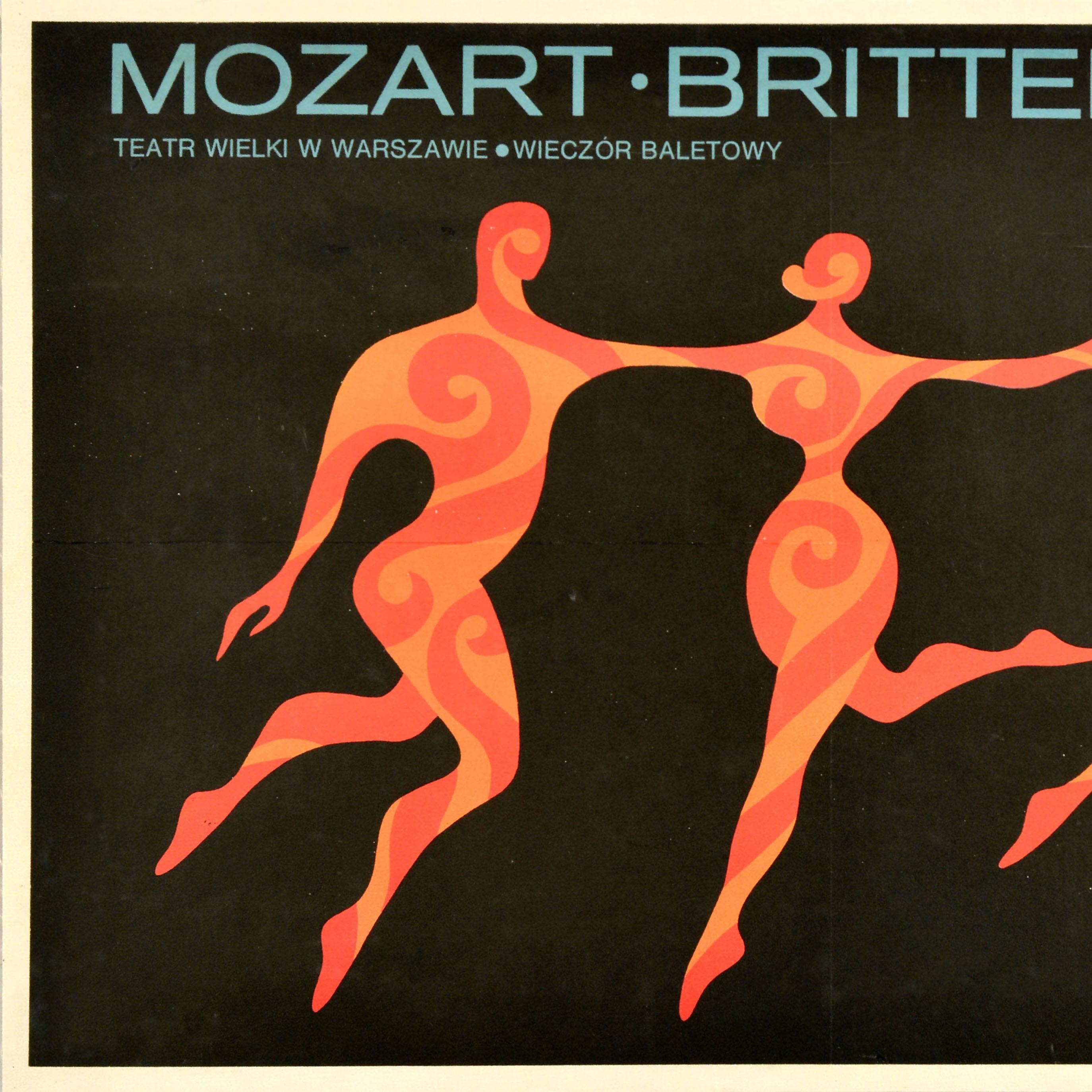 Original Vintage Werbeplakat Mozart Britten Kilar Ballett Warschauer Theater (Polnisch) im Angebot