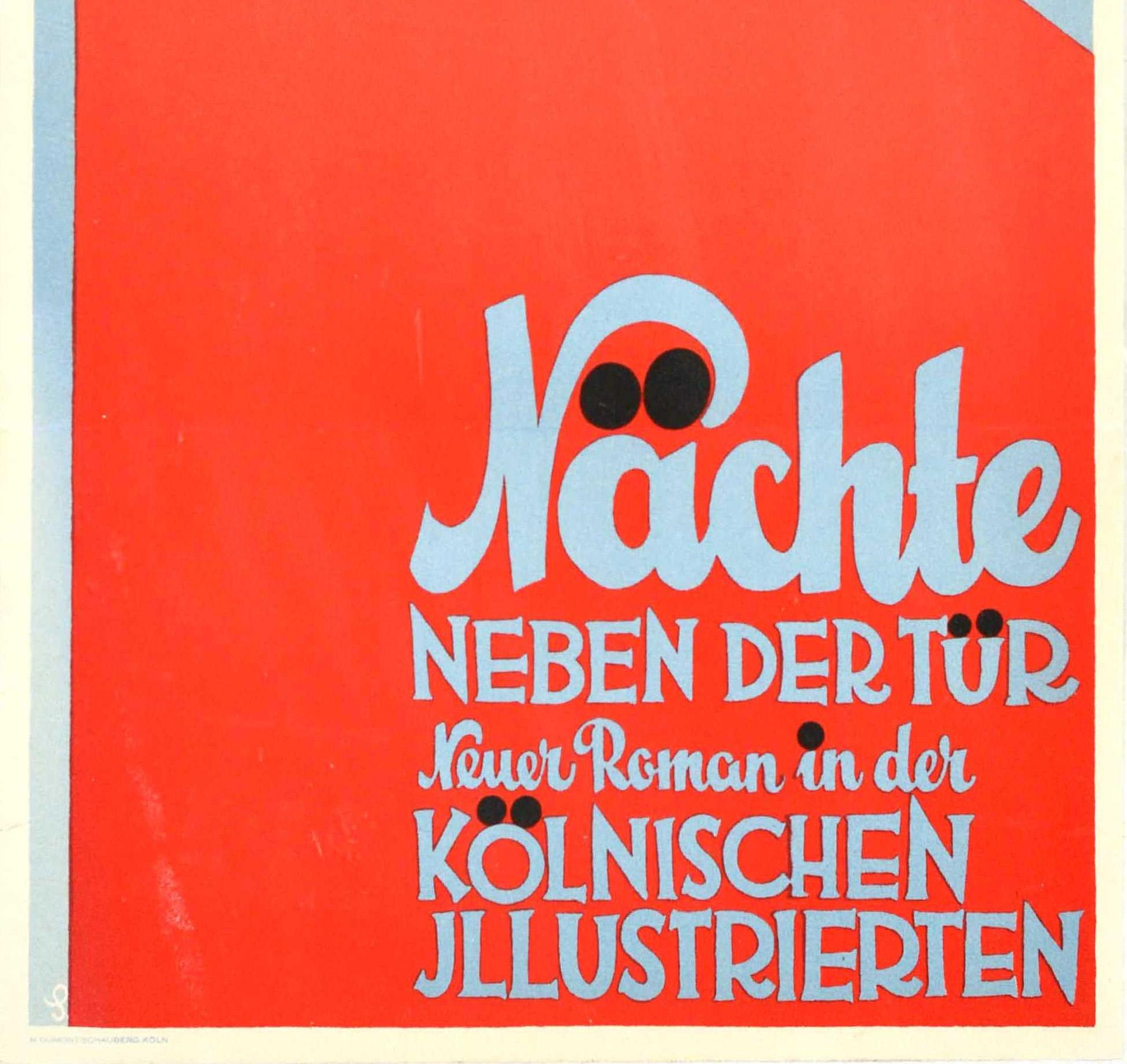 Original Vintage Advertising Poster Nachte Neben Der Tur Koln Illustrated Design In Good Condition For Sale In London, GB
