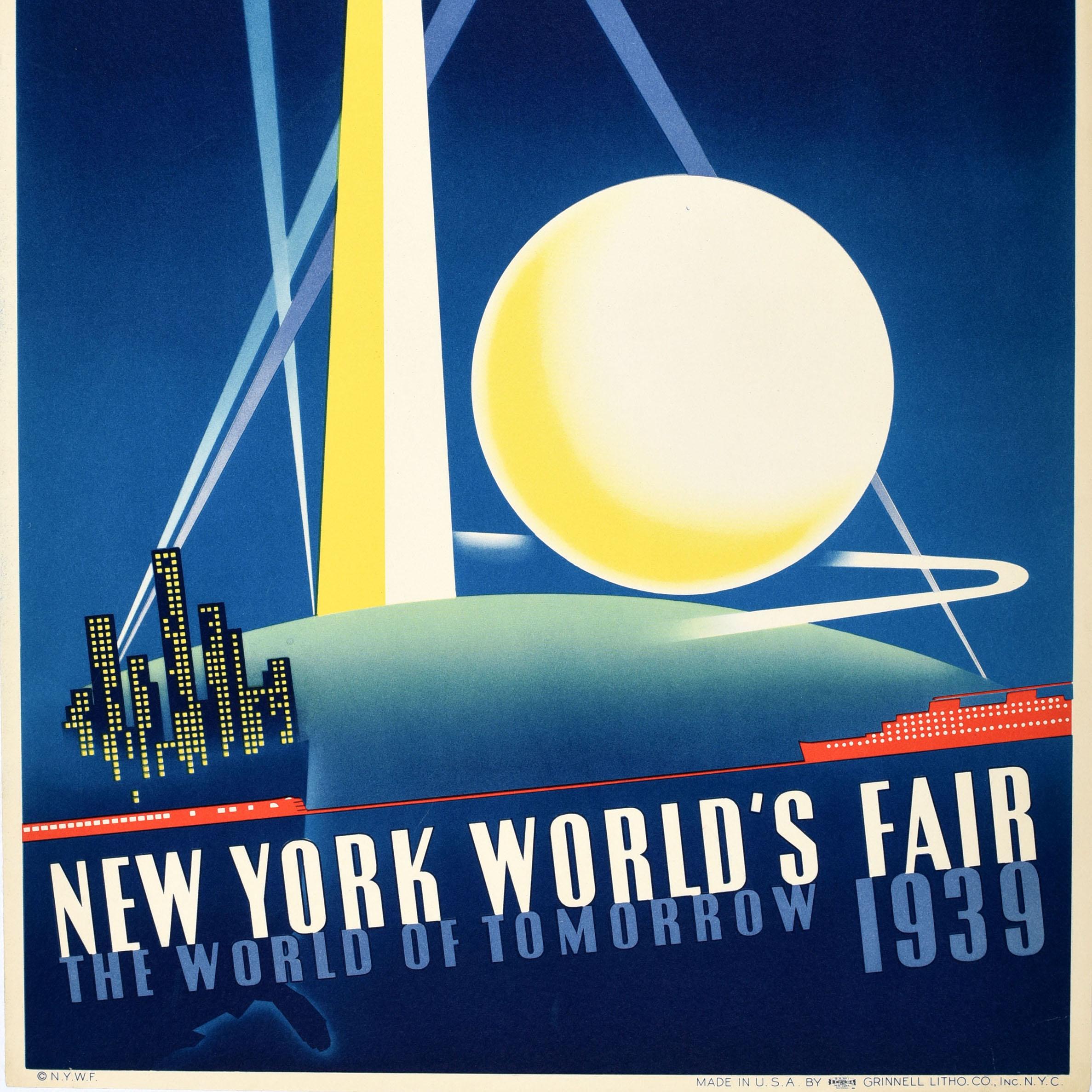 American Original Vintage Advertising Poster New York World's Fair 1939 World Of Tomorrow For Sale
