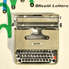 Original Vintage Advertising Poster Olivetti Lettera 22 Typewriter Alphabet Art