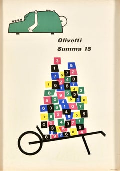 Cartel Publicitario Original Vintage Olivetti Summa 15 Máquina de sumar G Pintori