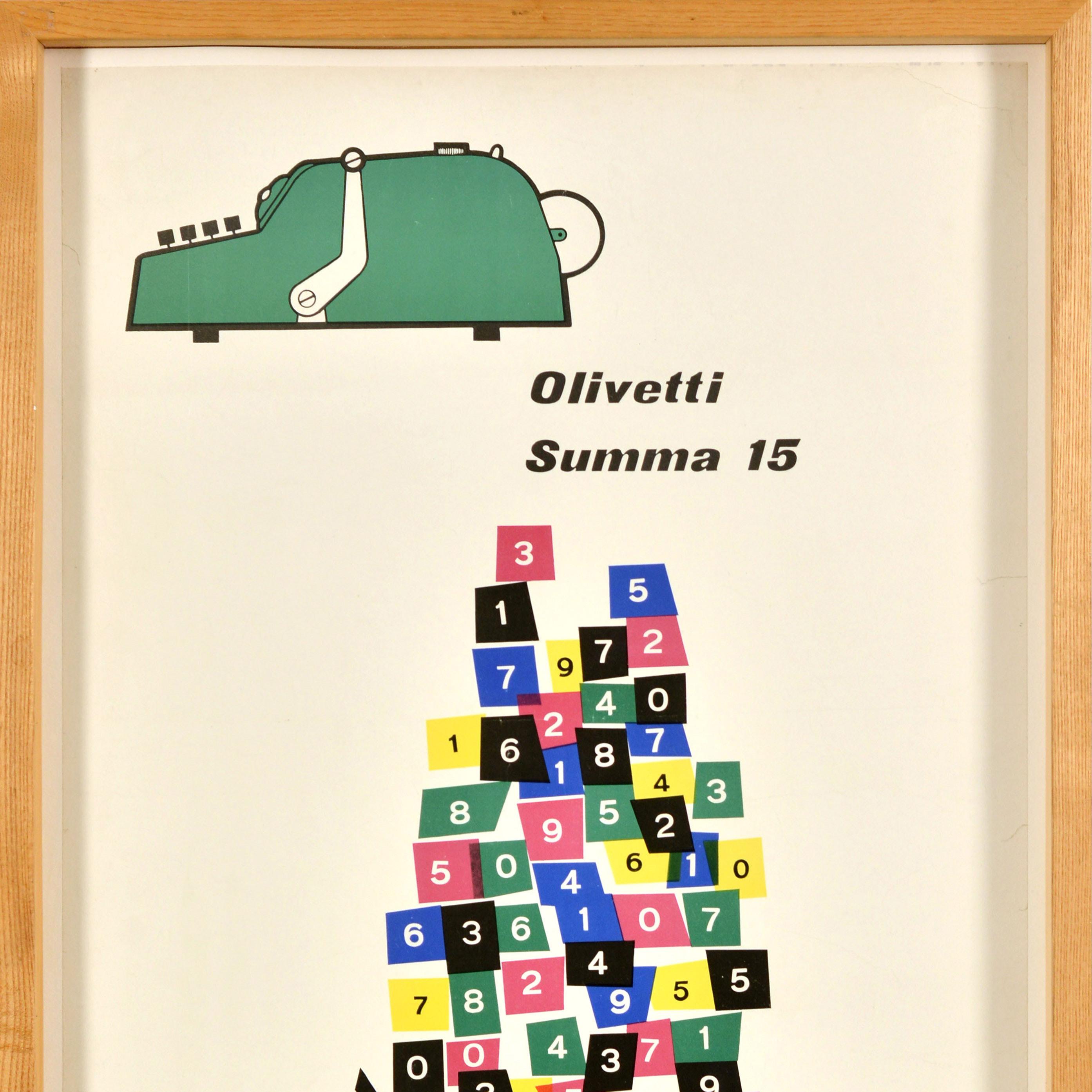 Mid-Century moderno Poster pubblicitario originale d'epoca Olivetti Summa 15 Adding Machine G Pintori in vendita