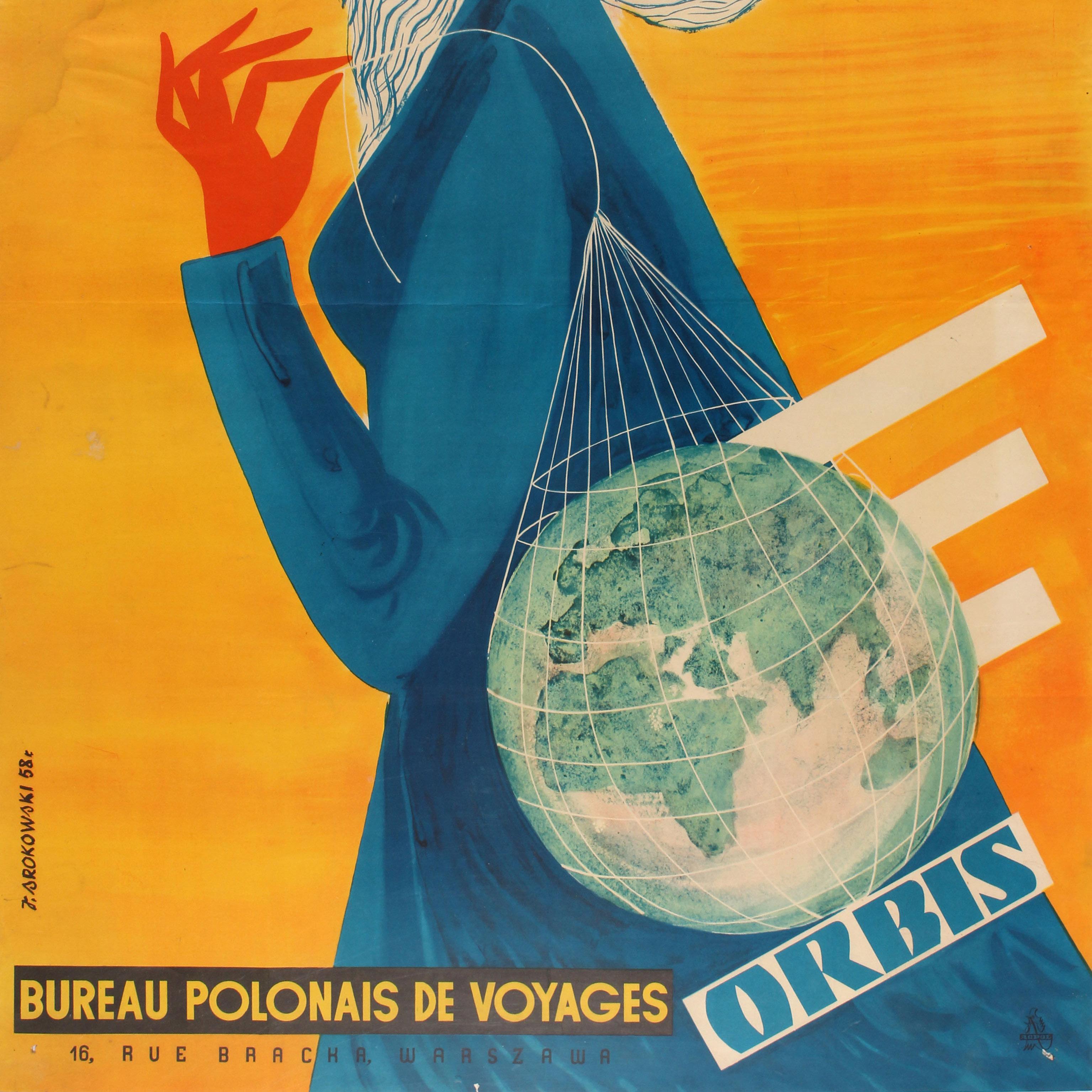 Polonais Affiche publicitaire d'origine Orbis Polish Travel Office Srokowski Polska en vente