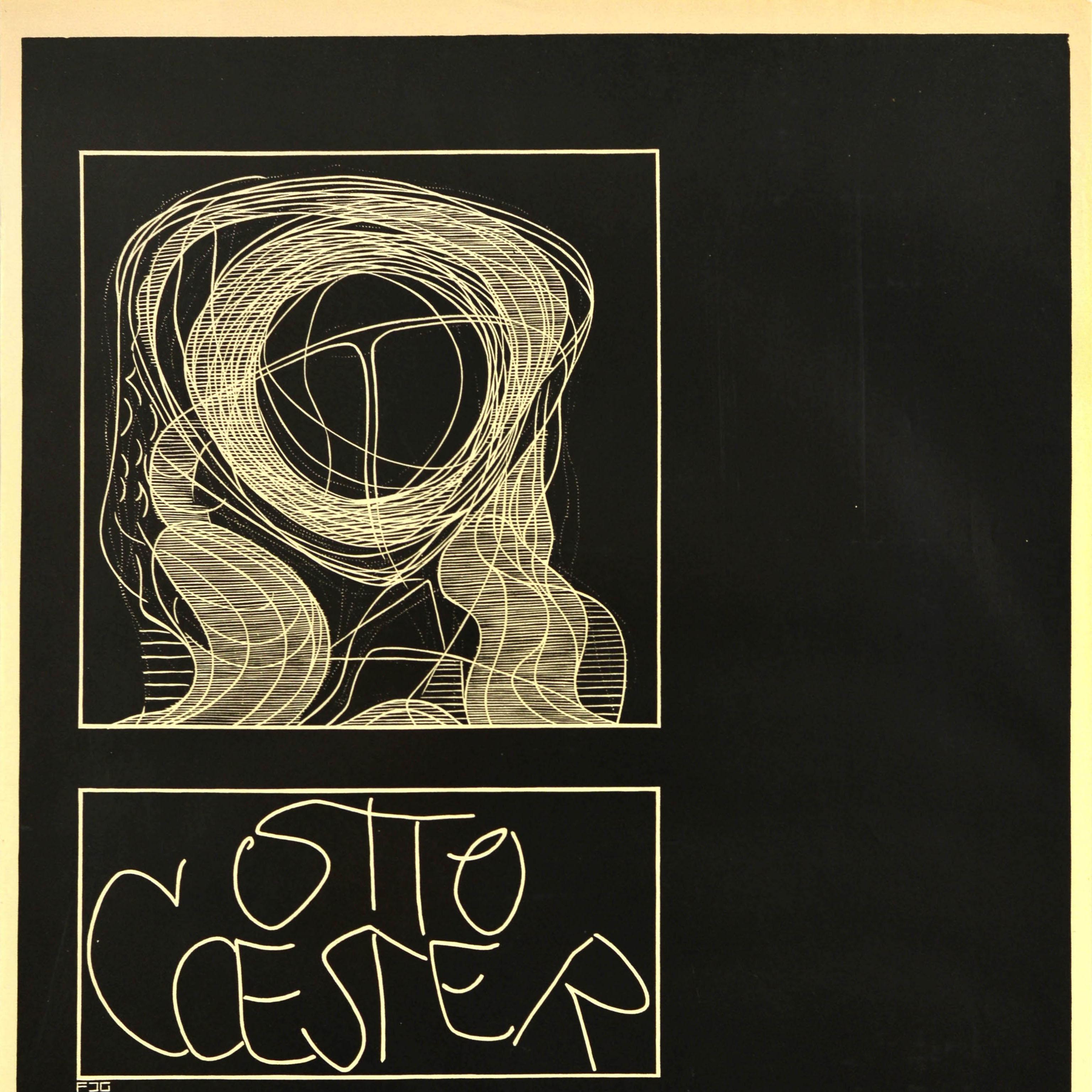 German Original Vintage Advertising Poster Otto Coester Abstract Art Exhibition Etching For Sale