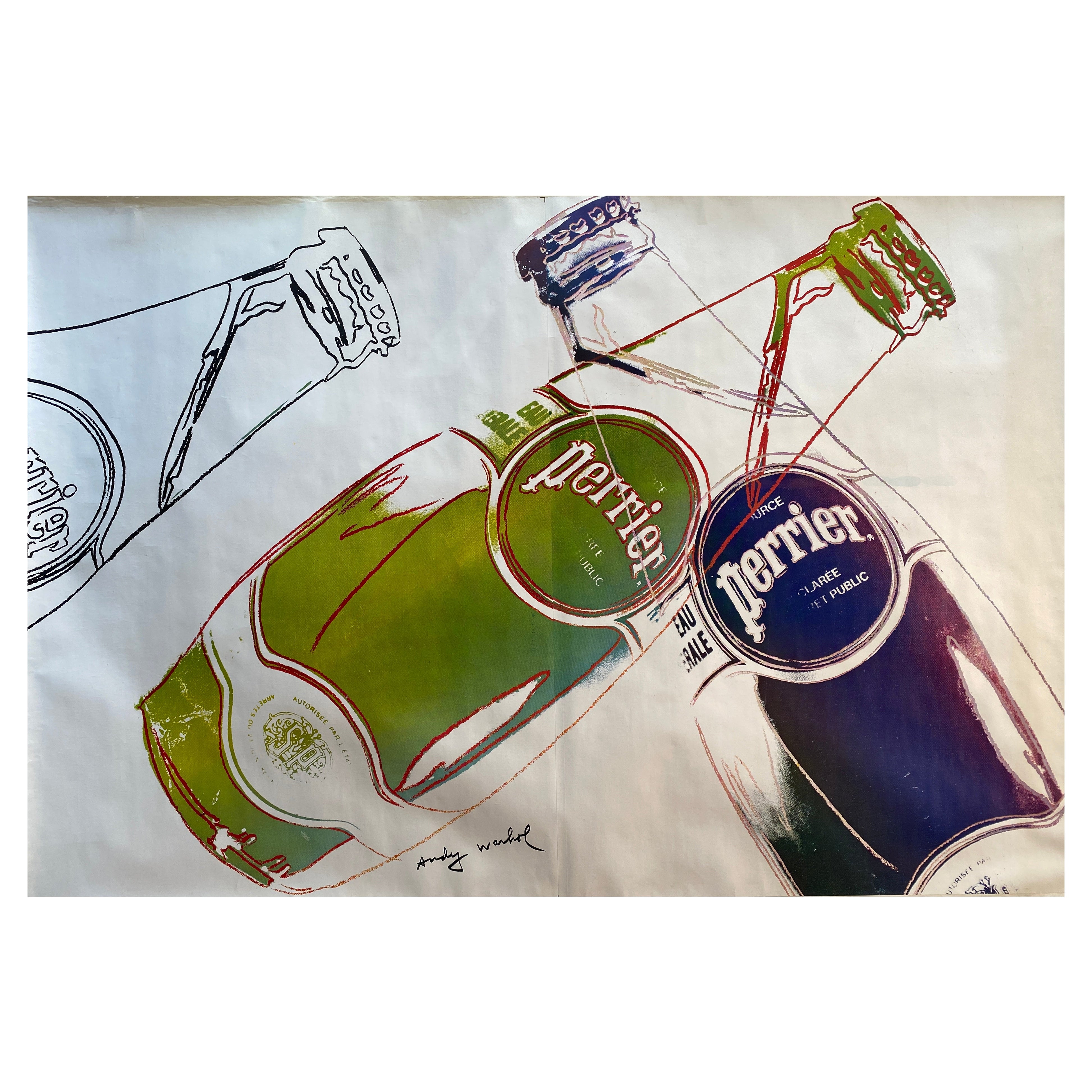 Original Vintage Advertising Poster, PERRIER by Andy Warhol c. 1983