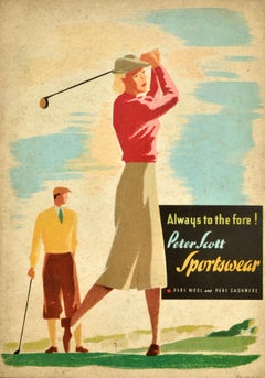 Original Vintage Advertising Poster Peter Scott Sportswear Golf To The Fore