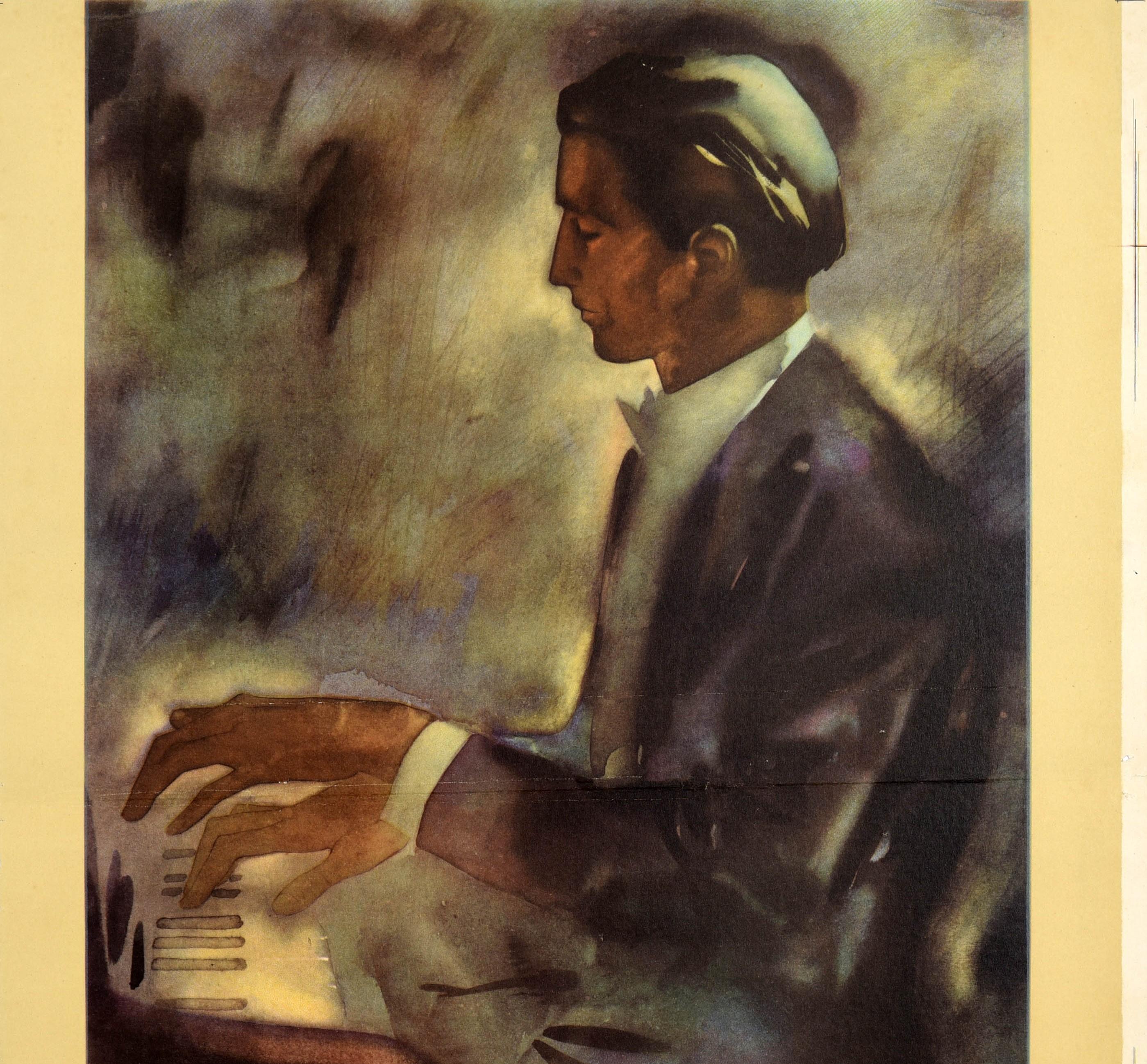 Original Vintage-Werbeplakat Philips Radio Klavierspieler Klassische Musik im Zustand „Gut“ im Angebot in London, GB