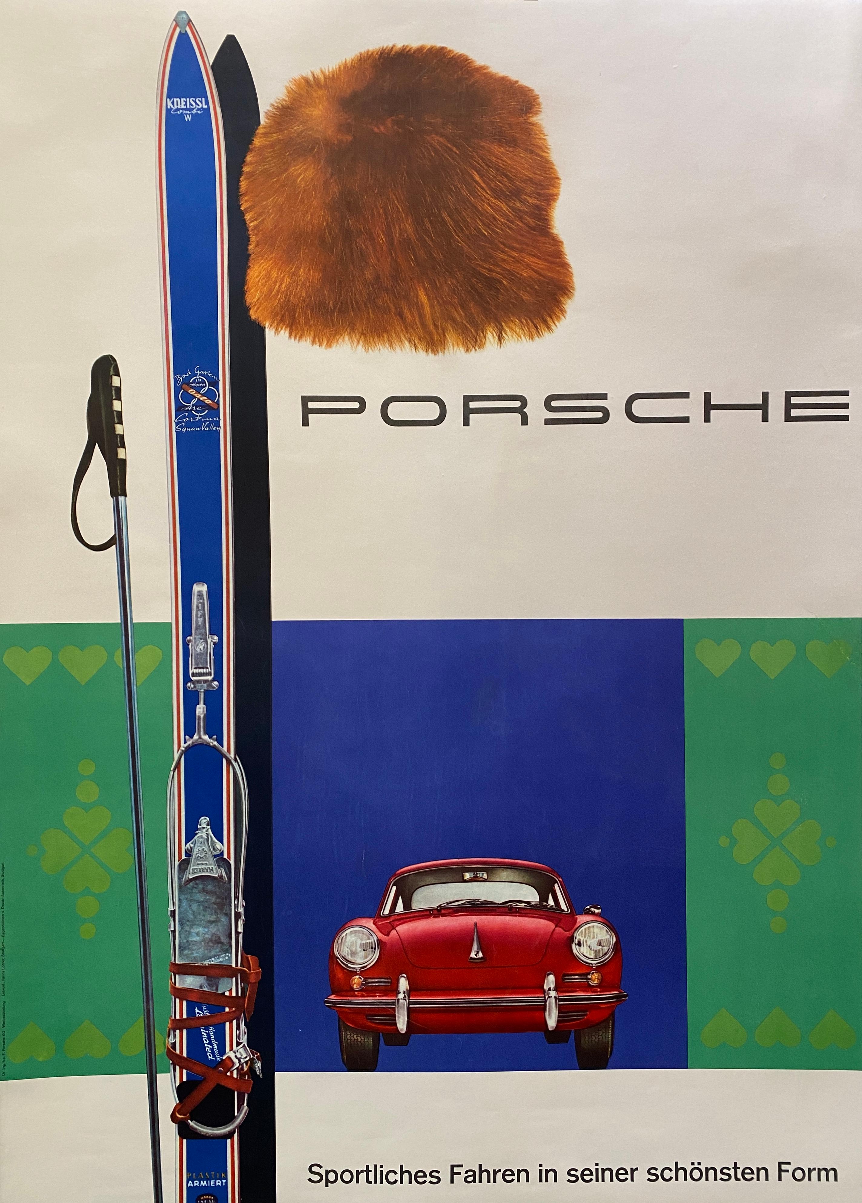 Originales Vintage-Werbeplakat „PORSCHE“ von Hanns Lohrer, „PORSCHE“, 1962  

Dies ist ein Originalplakat, das 1962 in Deutschland gedruckt wurde. Der Gesamtzustand ist sehr gut.

KÜNSTLER	
Hanns Lohrer

JAHR	
1962

ABMESSUNGEN	
118.7 x 84