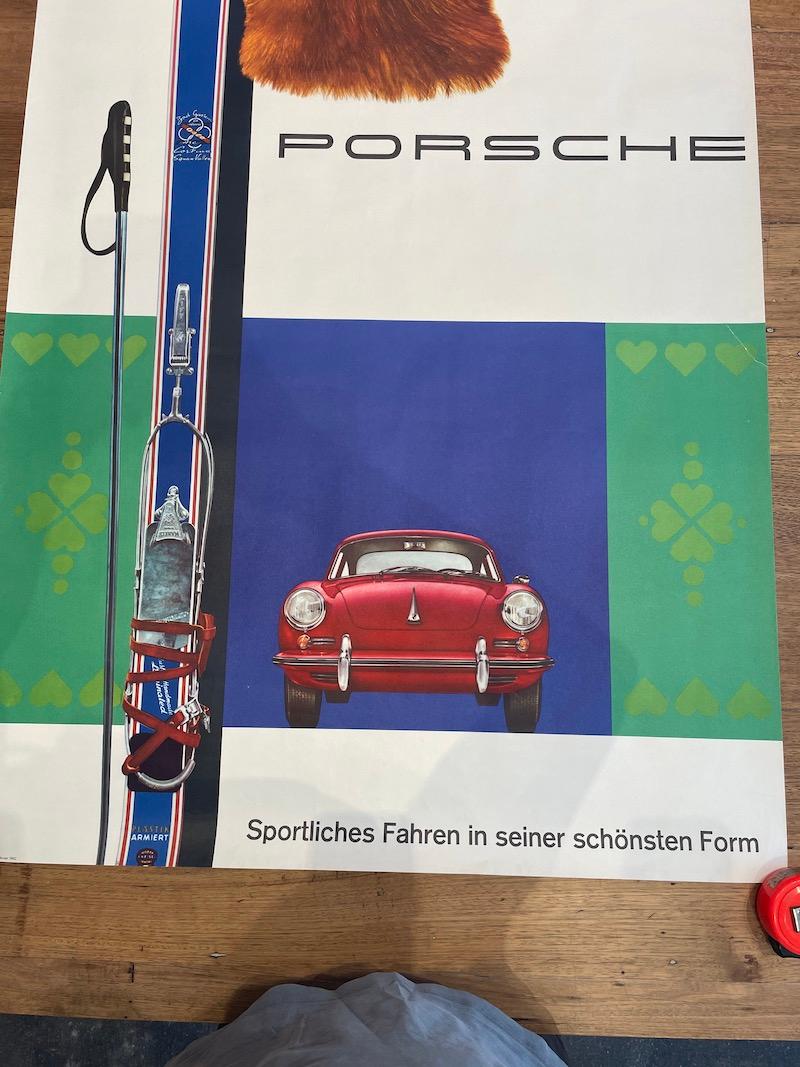 Original Vintage Advertising Poster, 'PORSCHE' BY Hanns Lohrer, 1962   In Good Condition For Sale In Melbourne, Victoria