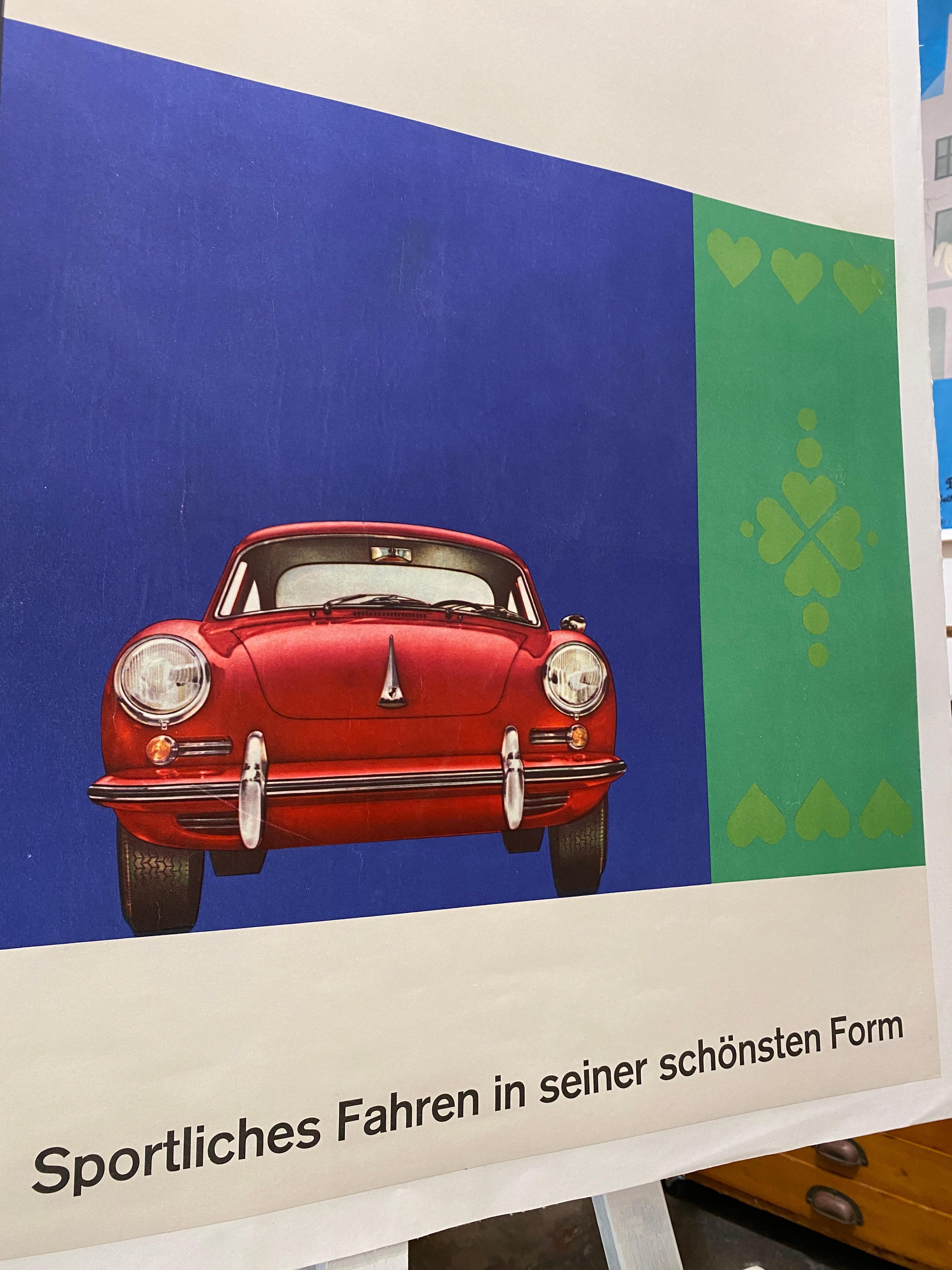 Originales Vintage-Werbeplakat „PORSCHE“ von Hanns Lohrer, „PORSCHE“, 1962   (20. Jahrhundert) im Angebot