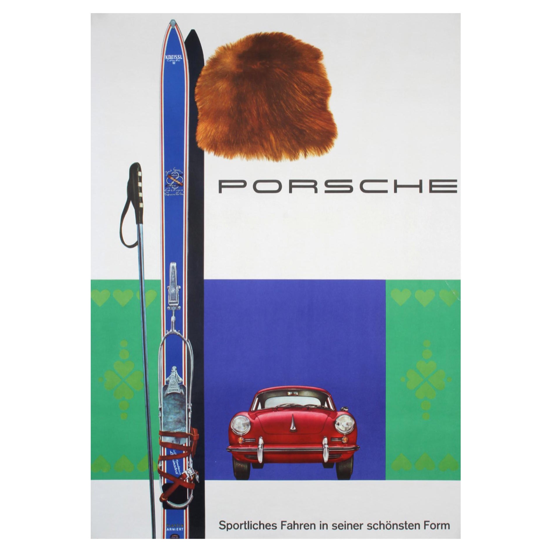 Cartel publicitario original de época, "PORSCHE" DE Hanns Lohrer, 1962 en venta