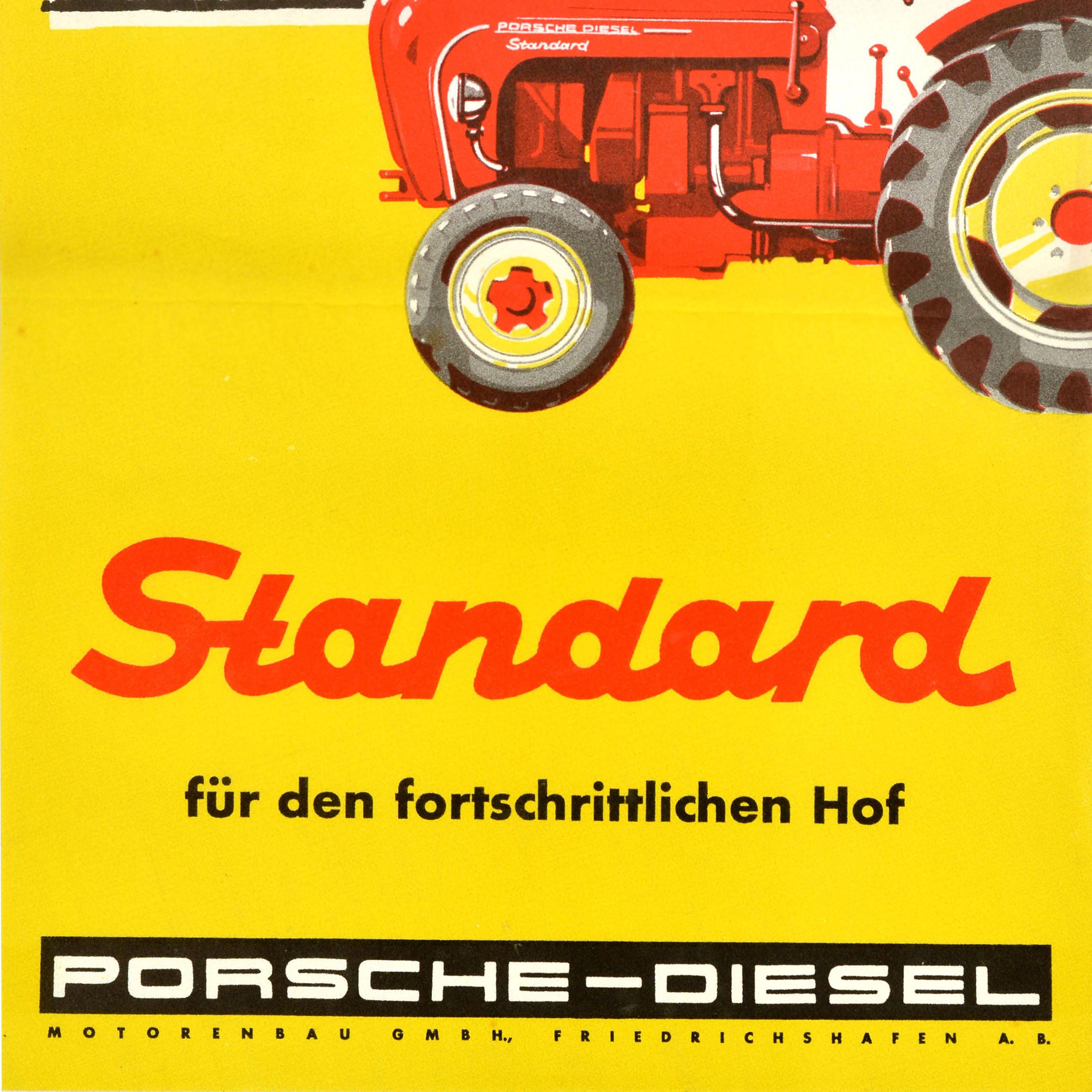 Poster pubblicitario originale d'epoca Porsche Diesel Tractor Progressive Farmyard In condizioni buone in vendita a London, GB