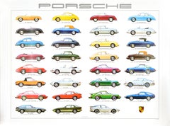 Original Vintage Advertising Poster Porsche Production Cars Ken Rush