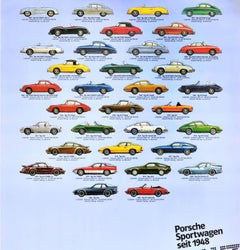 Original Vintage Advertising Poster Porsche Sports Car Sportwagen Racing Auto