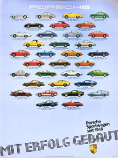 Original Vintage Advertising Poster Porsche Sports Car Sportwagen Racing Auto
