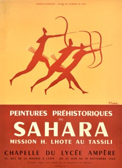 Original Vintage Advertising Poster Prehistoric Paintings Of The Sahara Africa