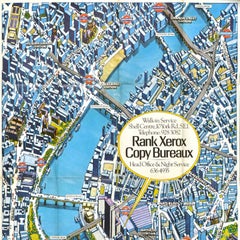 Original Vintage Advertising Poster Rank Xerox Copy Bureaux London Map Thames