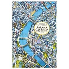 Original Vintage Advertising Poster Rank Xerox Copy Bureaux London Map Thames