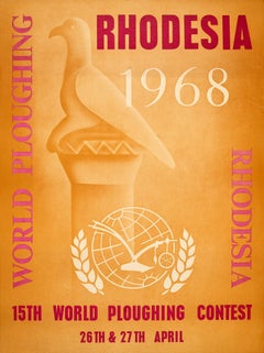 Poster pubblicitario originale d'epoca Rhodesia Africa Concorso mondiale di aratura 1968