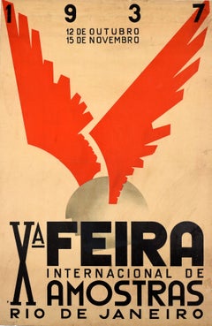 Original Vintage Advertising Poster Rio De Janeiro International Sample Fair