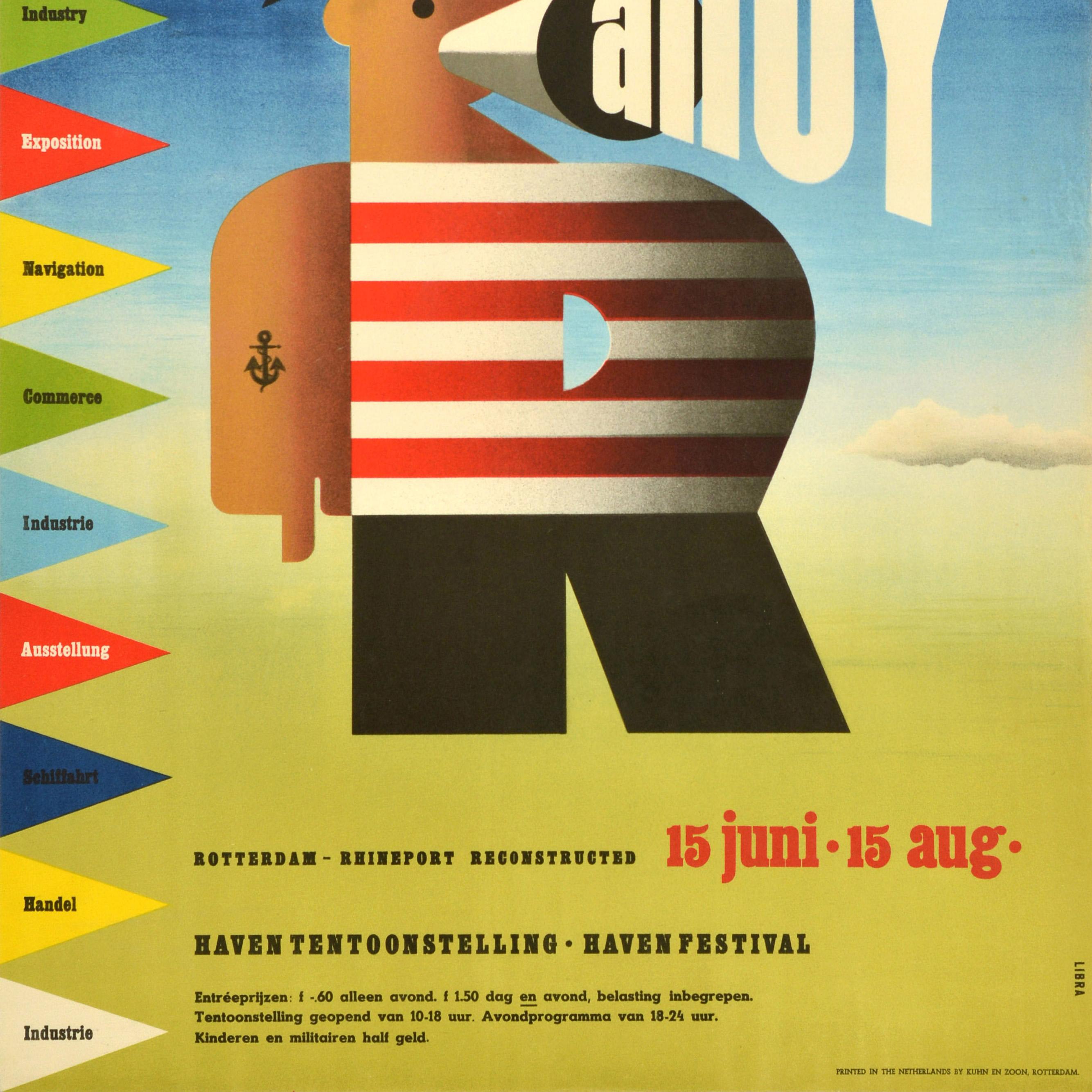 Affiche publicitaire d'origine du Festival Ahoy Haven de Rotterdam du milieu du siècle dernier Bon état - En vente à London, GB