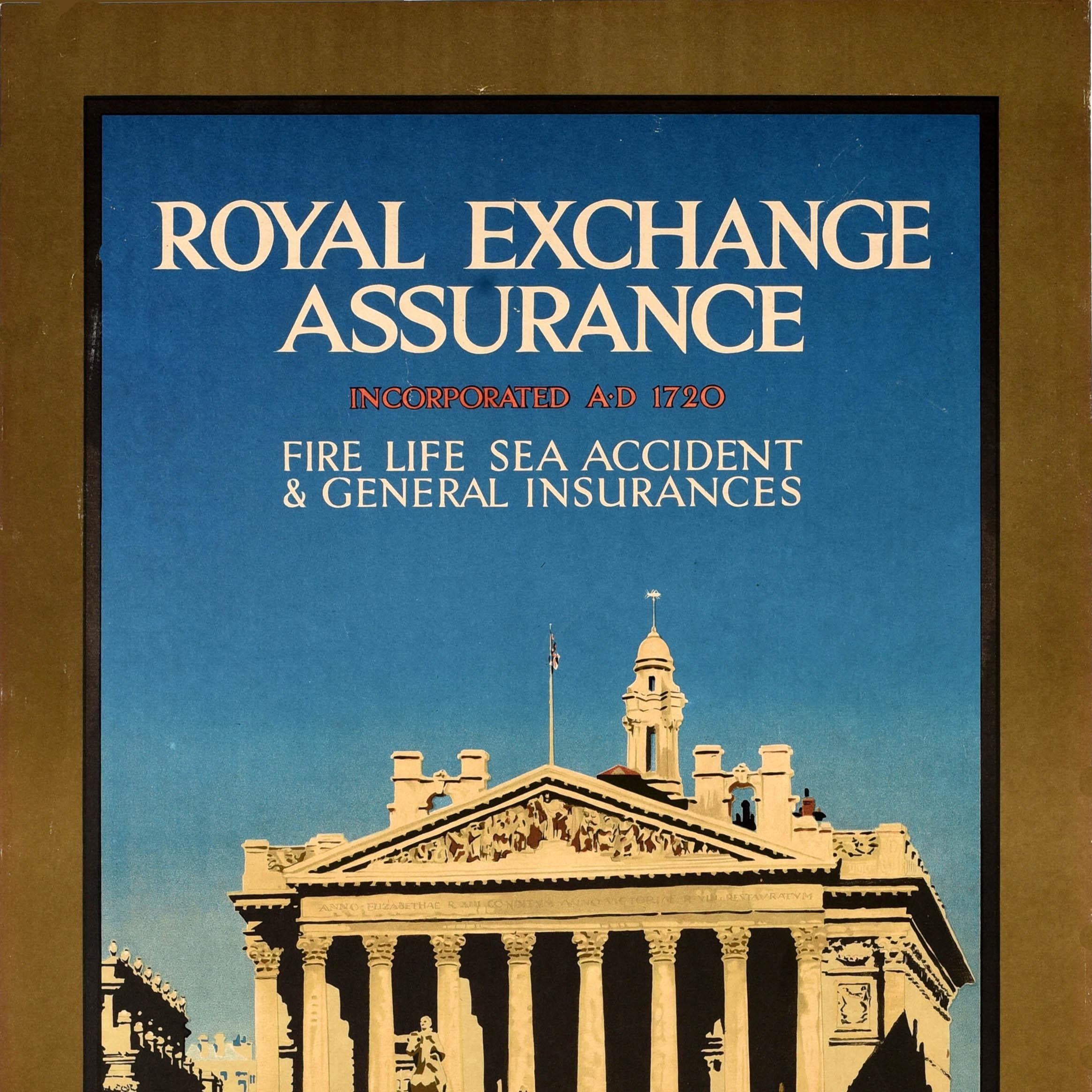Original Vintage-Werbeplakat Royal Exchange City of London Assurance, Royal Exchange City of London (Art déco) im Angebot