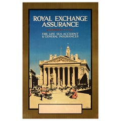 Original Vintage Advertising Poster Royal Exchange City of London Assurance