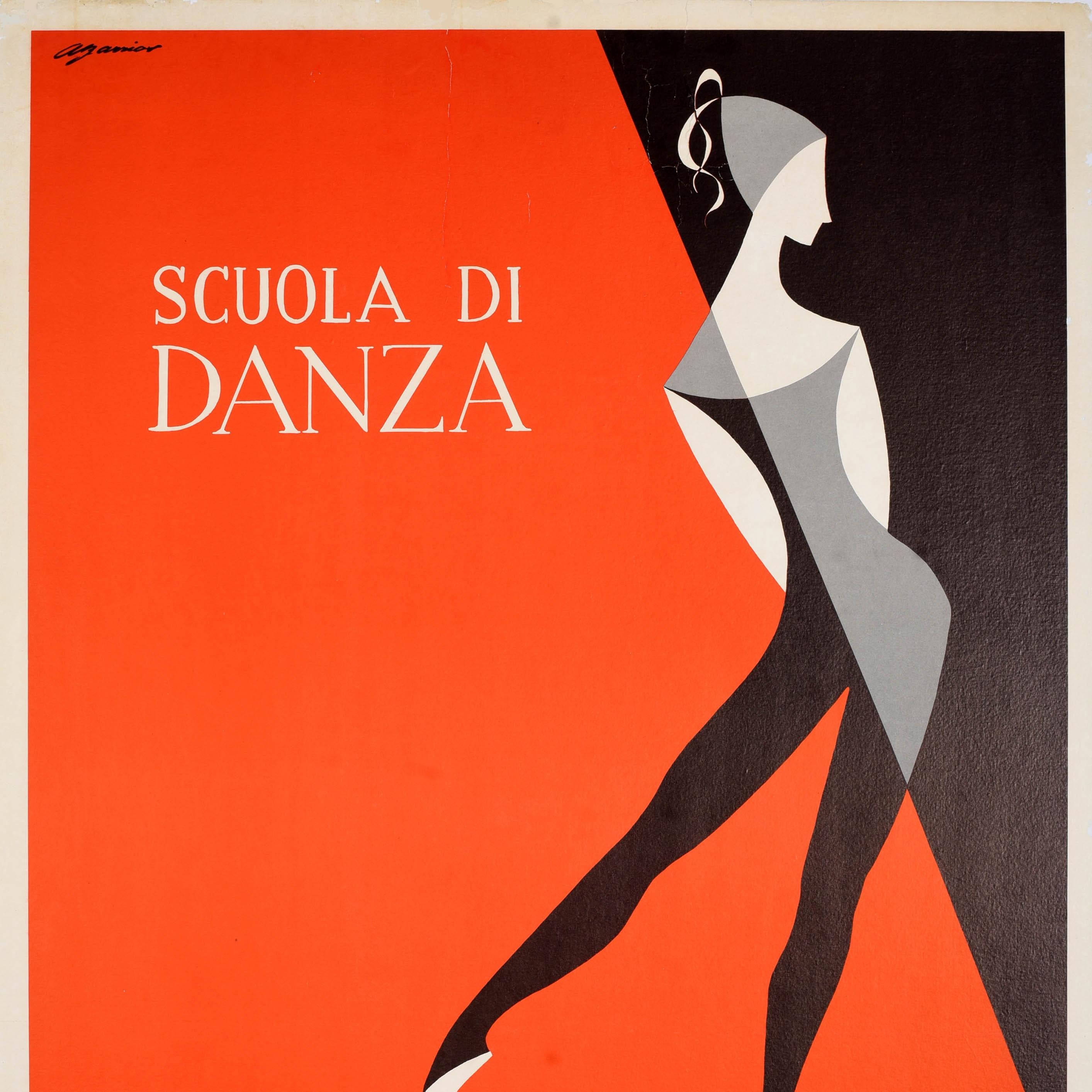 Original-Vintage-Werbeplakat Sakharoff School Of Dance Scuola Di Danza, Scuola Di Danza (Moderne der Mitte des Jahrhunderts) im Angebot