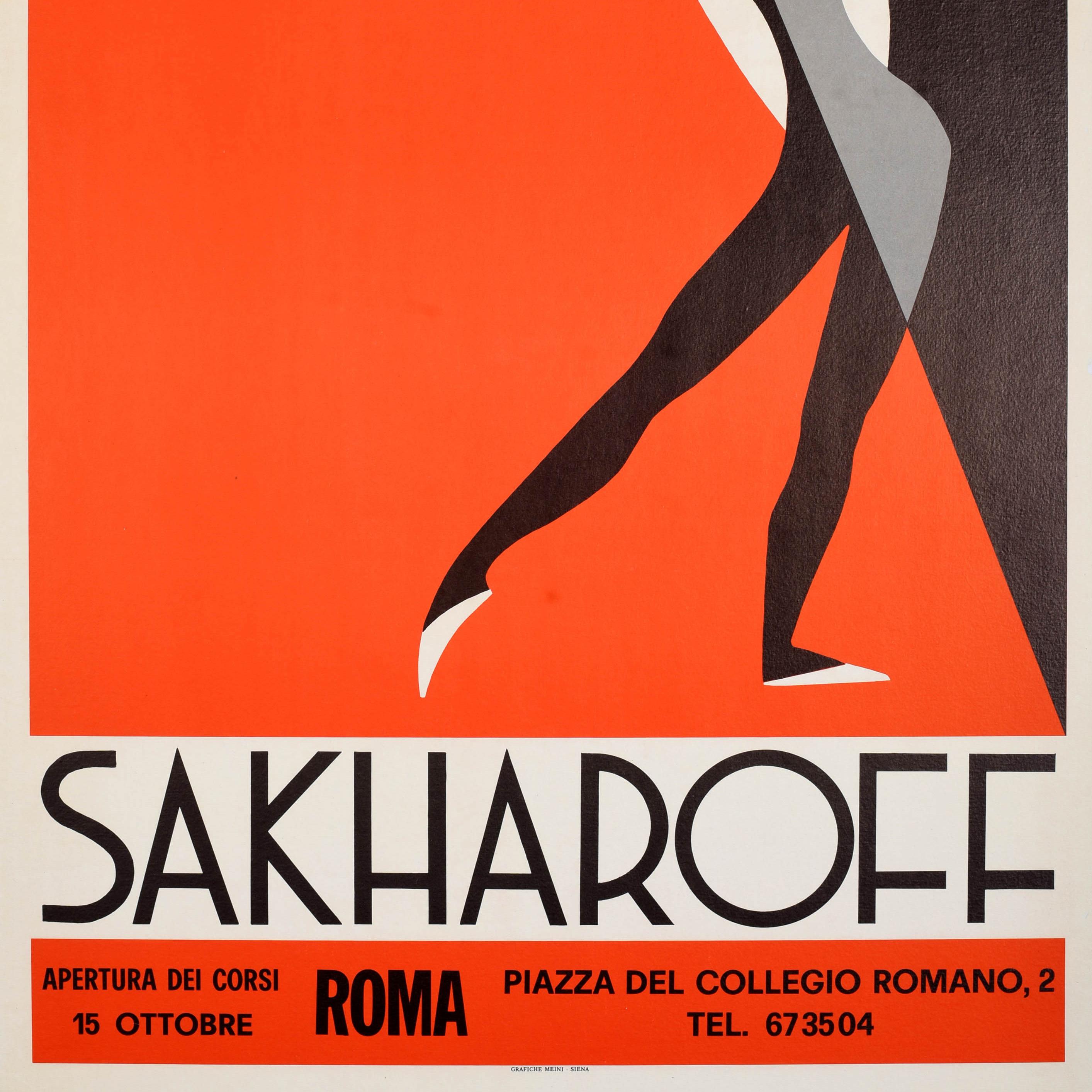 Original-Vintage-Werbeplakat Sakharoff School Of Dance Scuola Di Danza, Scuola Di Danza (Italienisch) im Angebot