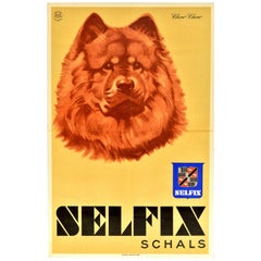 Original Vintage Advertising Poster Selfix Schals Scarves Chow-Chow Dog Artwork