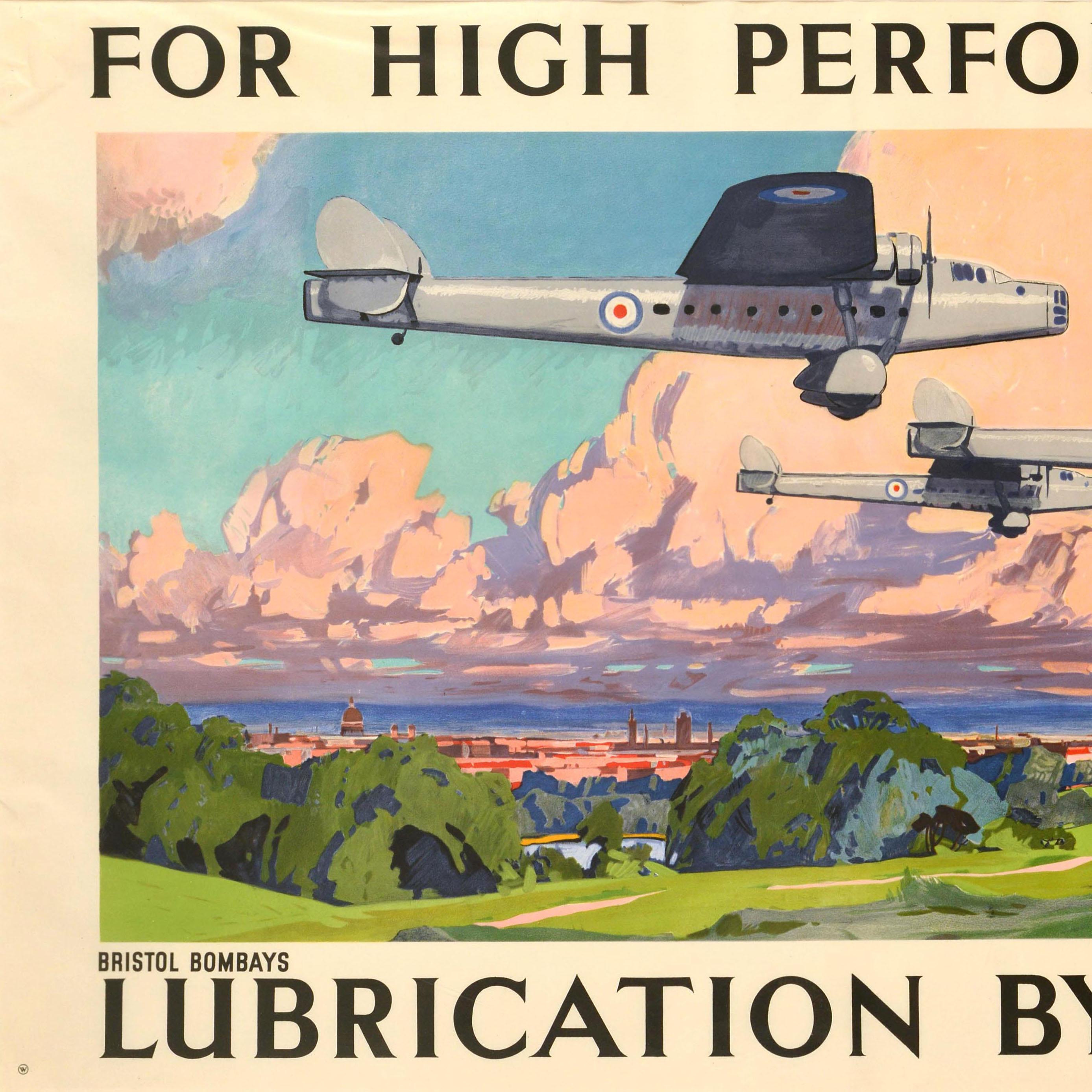Britannico Poster pubblicitario originale d'epoca Shell Bristol Bombays RAF Carl Felkel in vendita