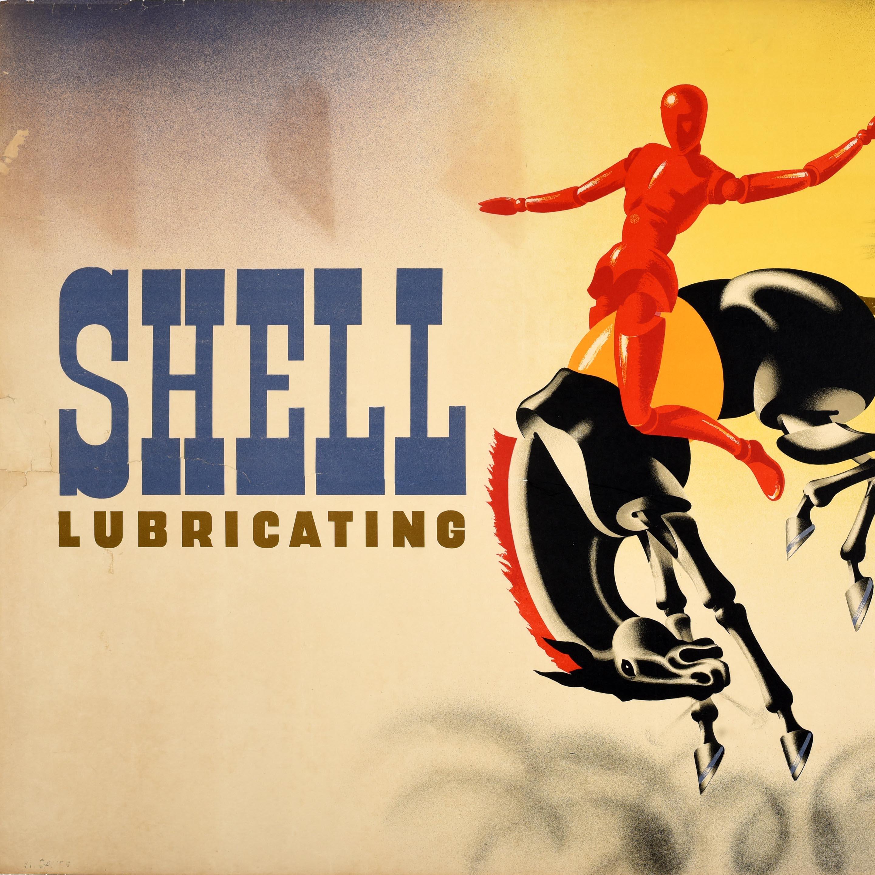 Britannico Poster pubblicitario originale d'epoca Shell Oil Rodeo Abram Games in vendita