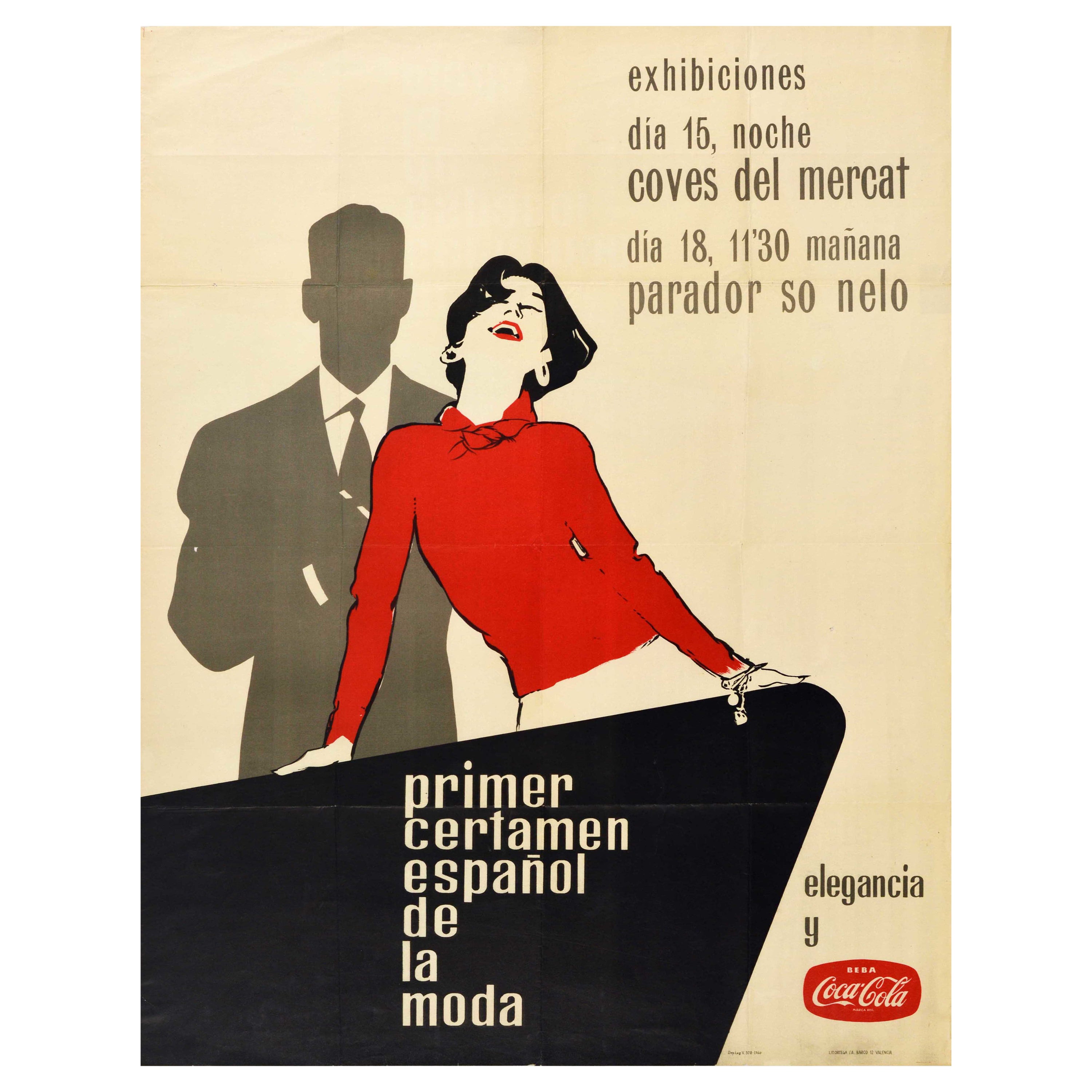 Affiche publicitaire originale d'un concours de mode espagnol Coca Cola Model Art en vente