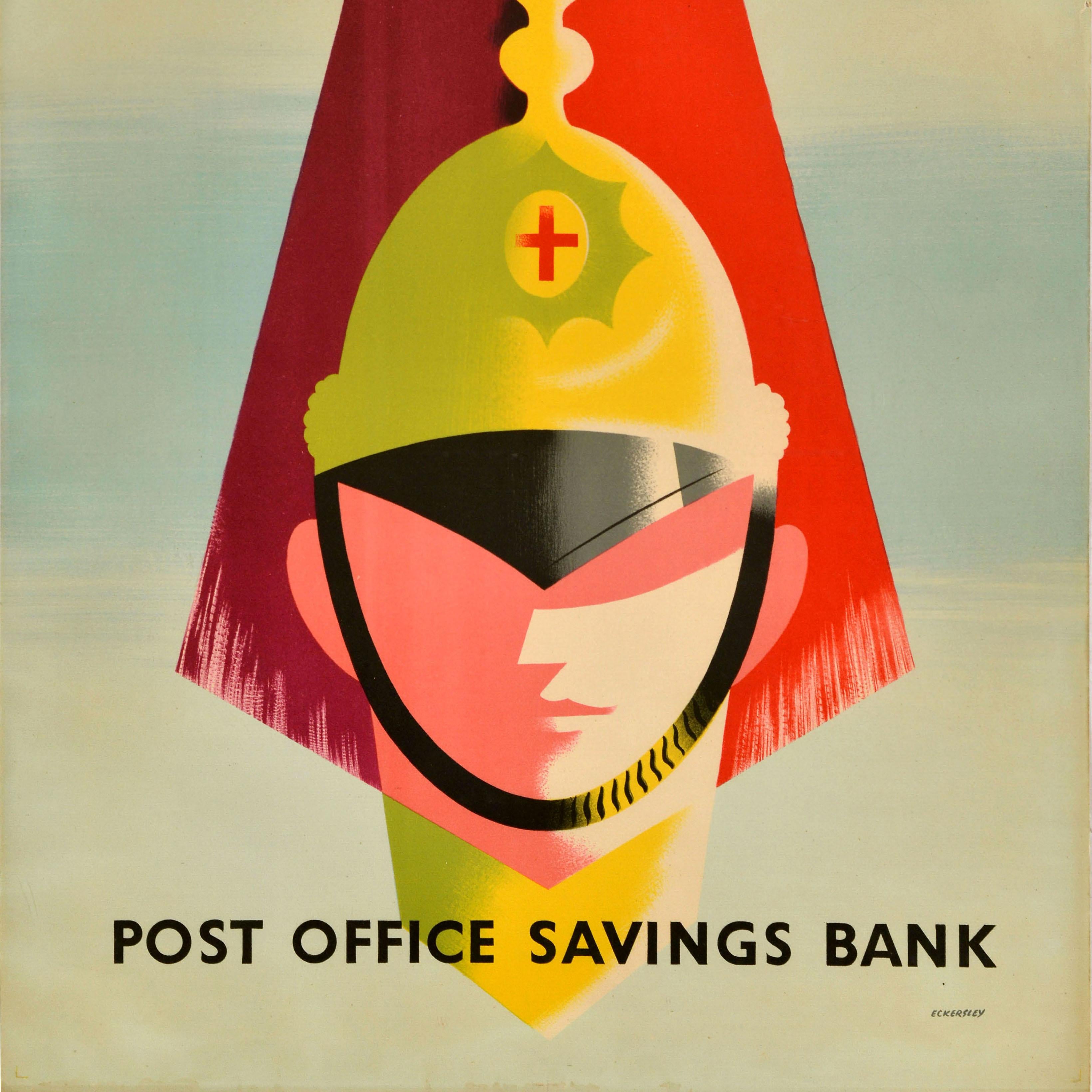 Mid-Century Modern Affiche publicitaire d'origine d'une banque d'épargne de sécurité postale d'État en vente
