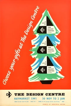 Original Vintage Advertising Poster The Design Centre Christmas Gifts London