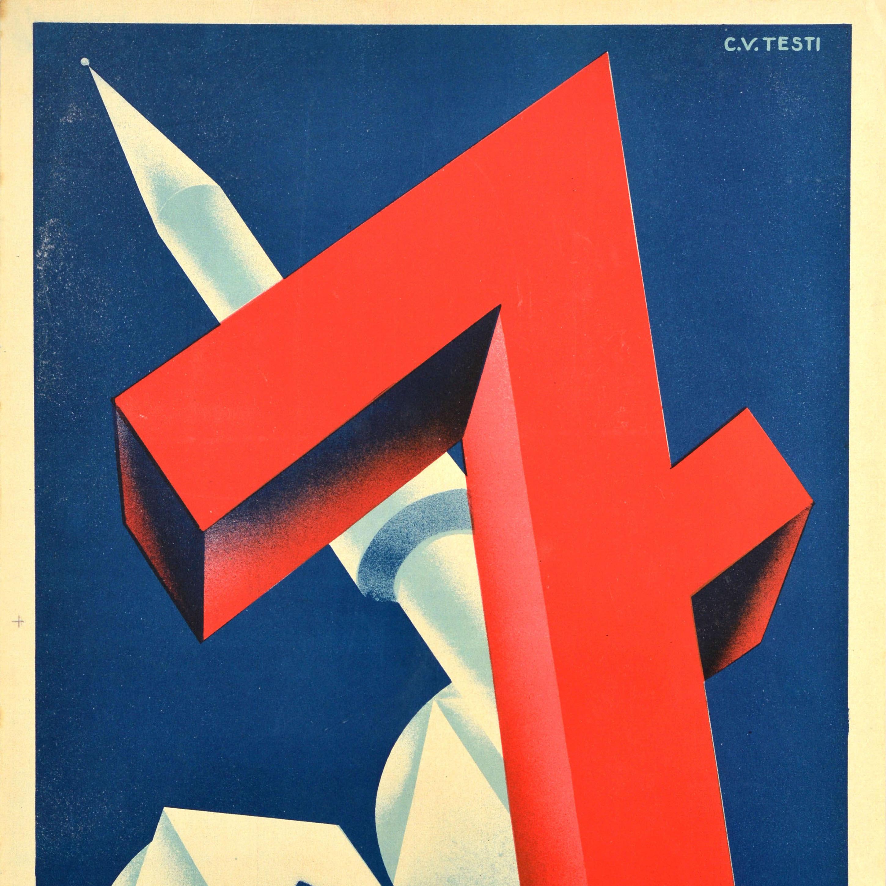 Italian Original Vintage Advertising Poster Tripoli International Fair Art Deco Design