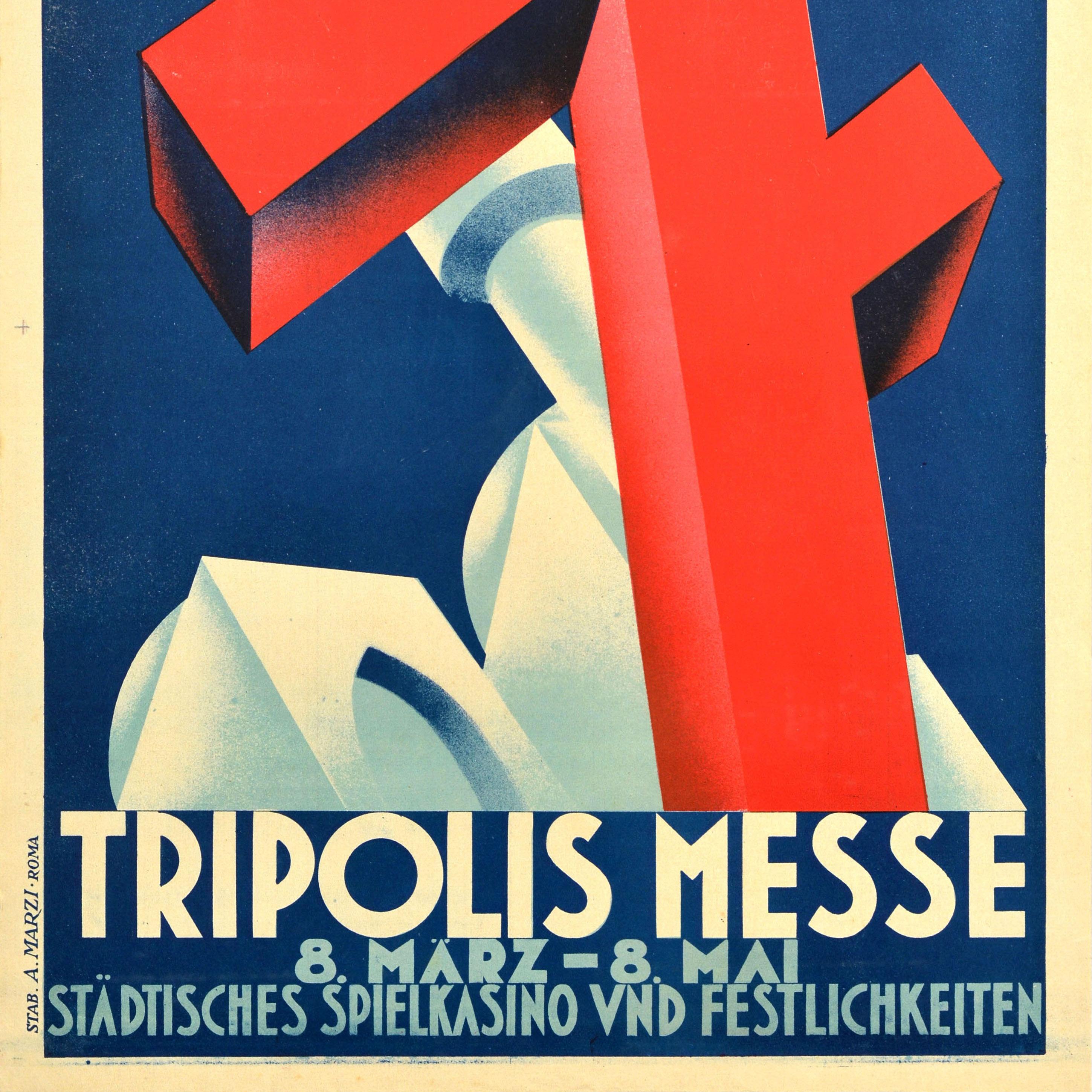Original Vintage Advertising Poster Tripoli International Fair Art Deco Design In Good Condition In London, GB