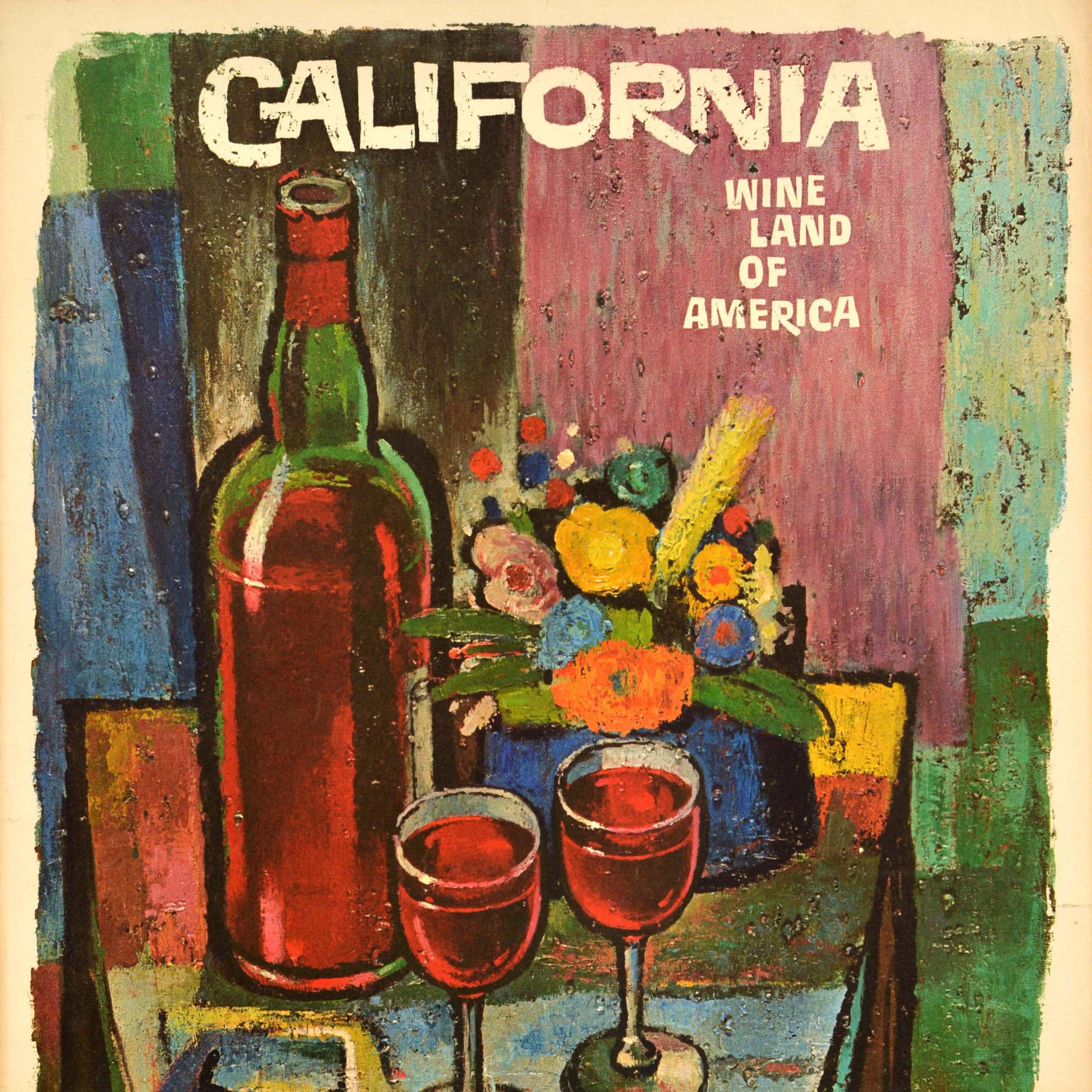 Americano Poster pubblicitario originale d'epoca California Port Wine Lande d'America in vendita
