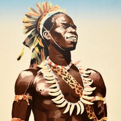Original Vintage Africa Travel Poster Belgian Congo Ruanda Urundi Tribal Dress