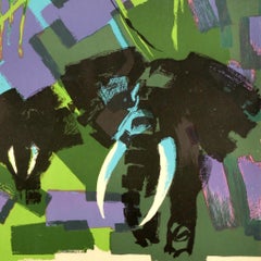 Original Vintage Africa Travel Poster Ivory Coast Cote d'Ivoire Elephant Design