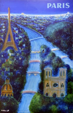 Original Vintage Air France Travel Poster Paris Air France Bernard Villemot