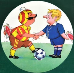 Original Vintage Air India Travel Poster Manchester United Maharajah Bobby Kooka