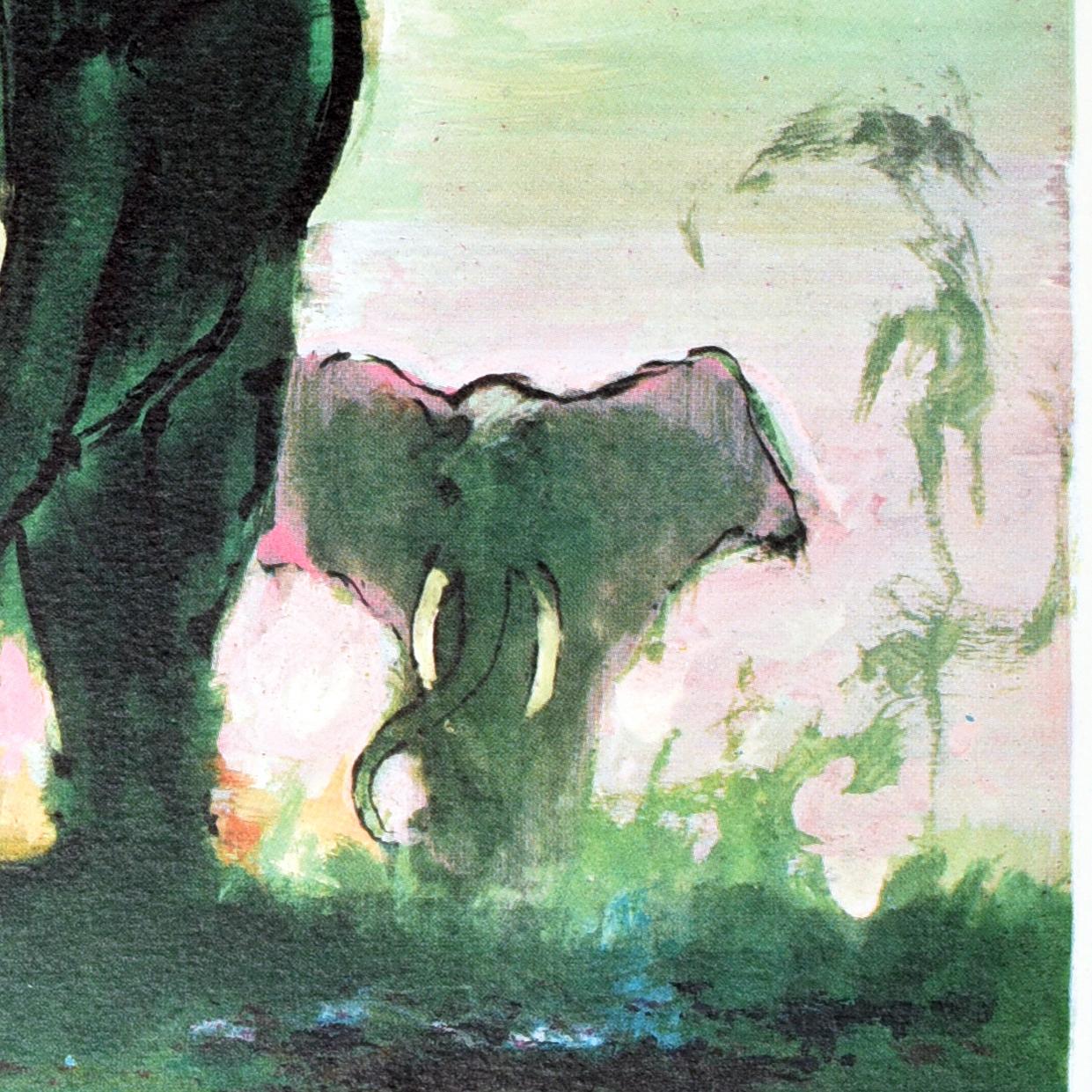 Original Vintage Air Travel Poster Afrika SAS Airline Otto Nielsen Elefanten (Mitte des 20. Jahrhunderts) im Angebot