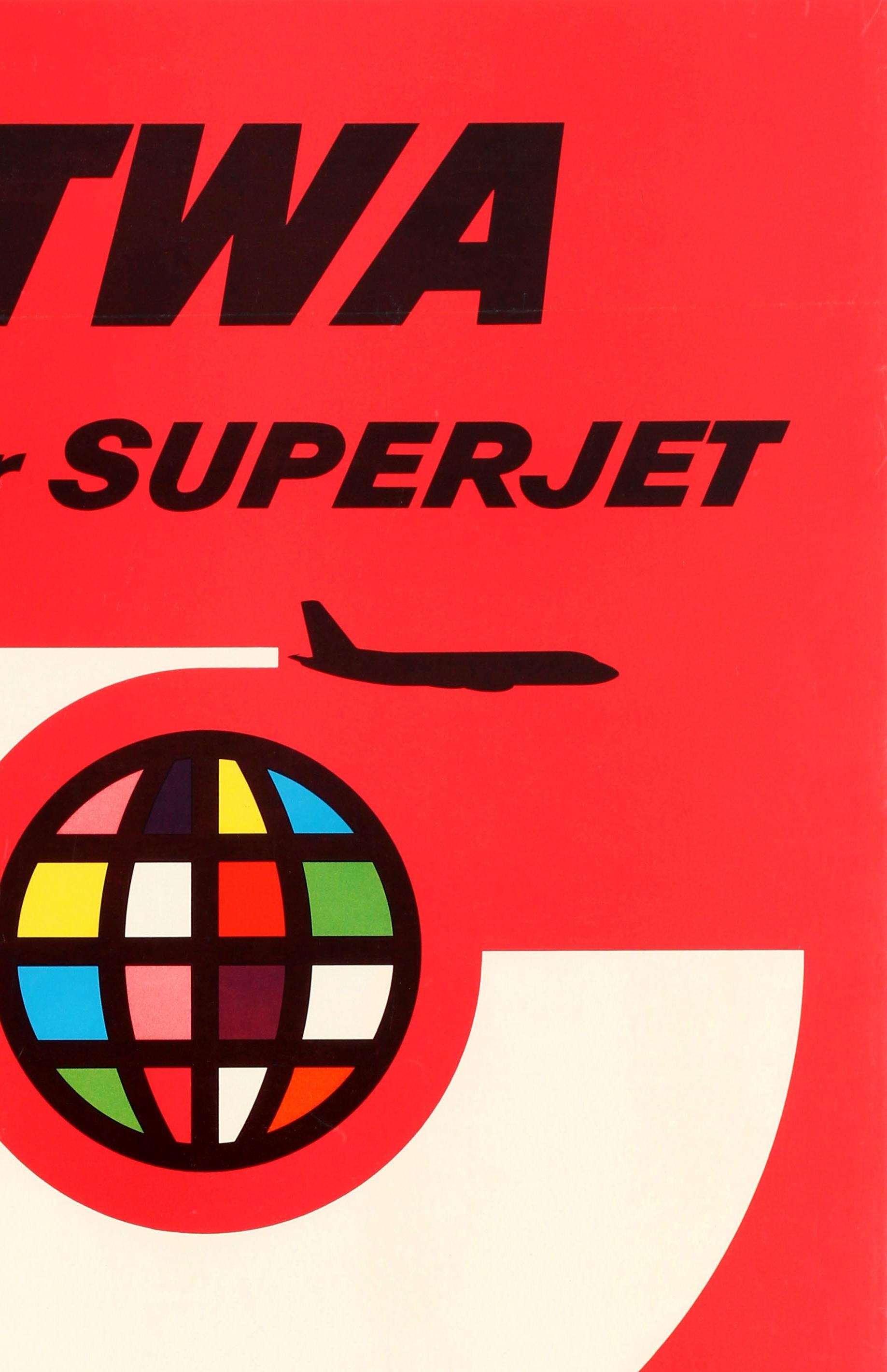 American Original Vintage Air Travel Poster - Fly TWA Convair Superjet - General Electric