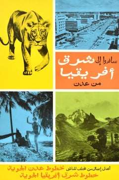 Original Vintage Airline Advertising Poster East African Airways Aden Airways